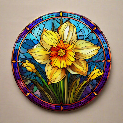 Daffodil Circular Glass Suncatcher Worktop Saver